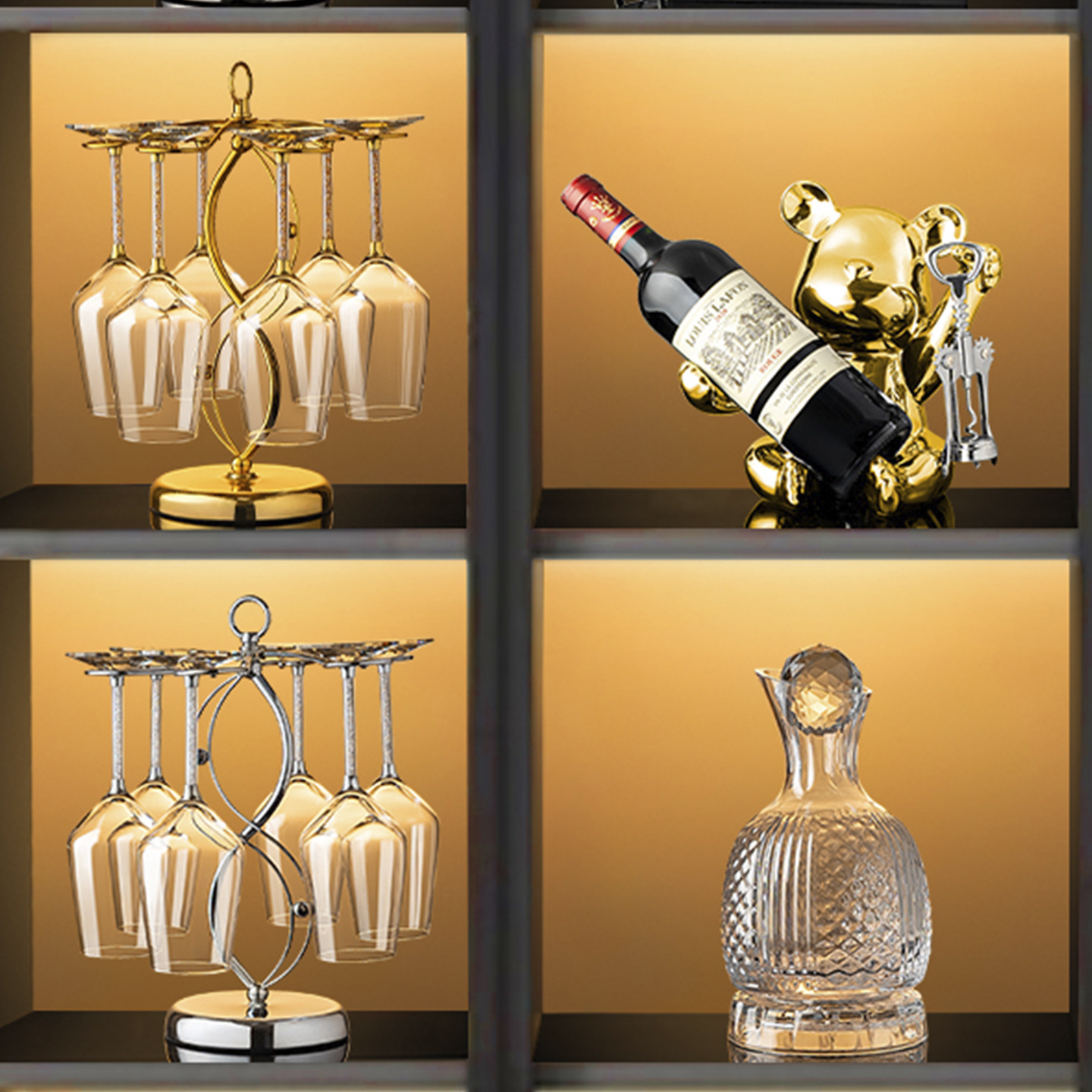 Light Luxury Diamond Red Wine Glass Set Home High-End Display Cabinet Wine Cabinet Ornaments Decanter Goblet Cup Holder