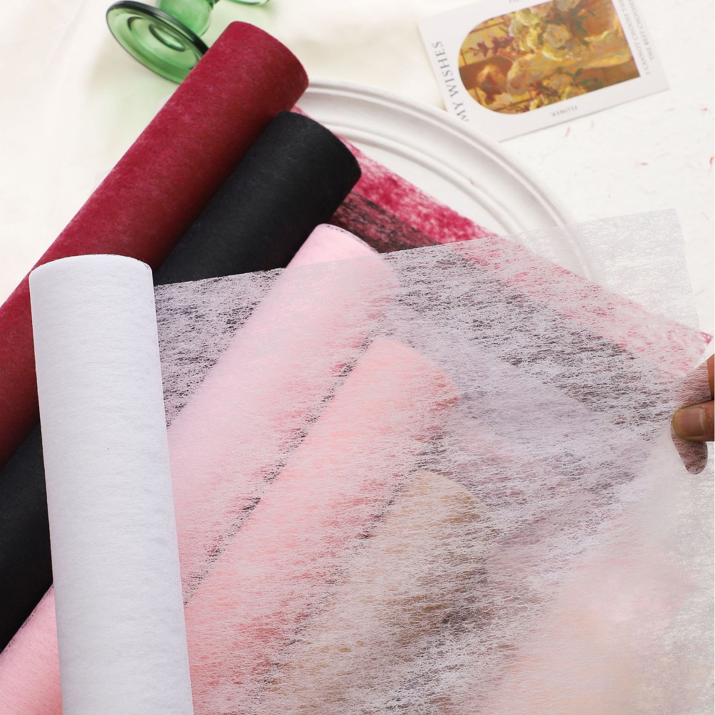 于迩花艺拉丝纸系列花束包装纸包花鲜花束手工花艺鲜花包装材料