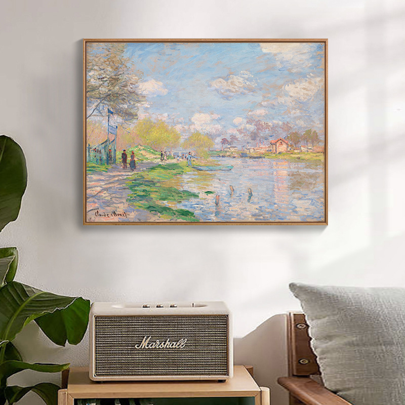 モネ日の出イメージ装飾画北欧客間レストラン掛け画抽象風景油絵寝室壁壁画麦畑|undefined