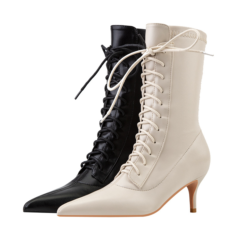 712-1 the European and American wind fashion high heels with fine pointed with bare and boots thin elastic thin short boots female boots