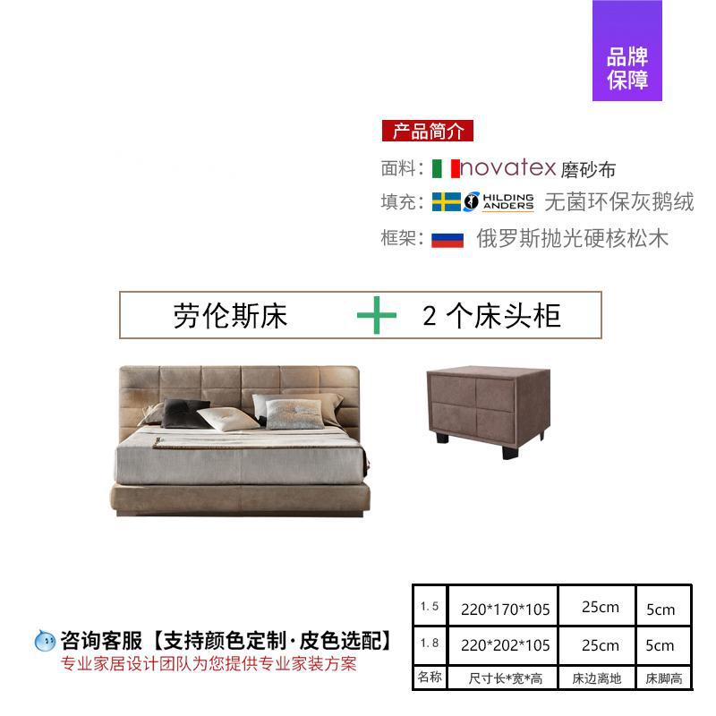 Italia minimalista Lawrence cama de tela esmaltada dormitorio villa de diseño gran piso plano viento crema 1.8 cama de matrimonio doble image 10