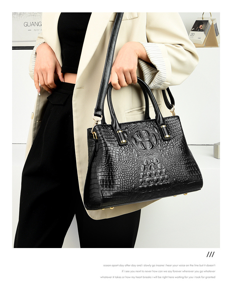 Elegant Crocodile Pattern Leather Handle Bag For Women_voghion.com