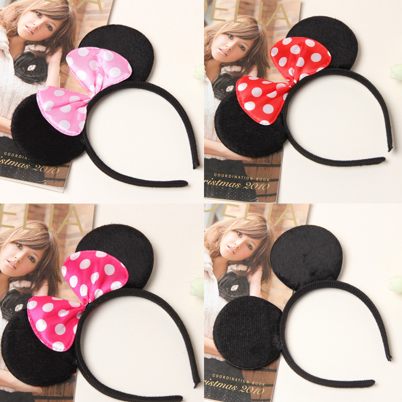 Manufacturer Sells Mickey Headband Hair Accessories Black Ears Mickey Mouse Headband Children's Day Minnie Bow Headdress