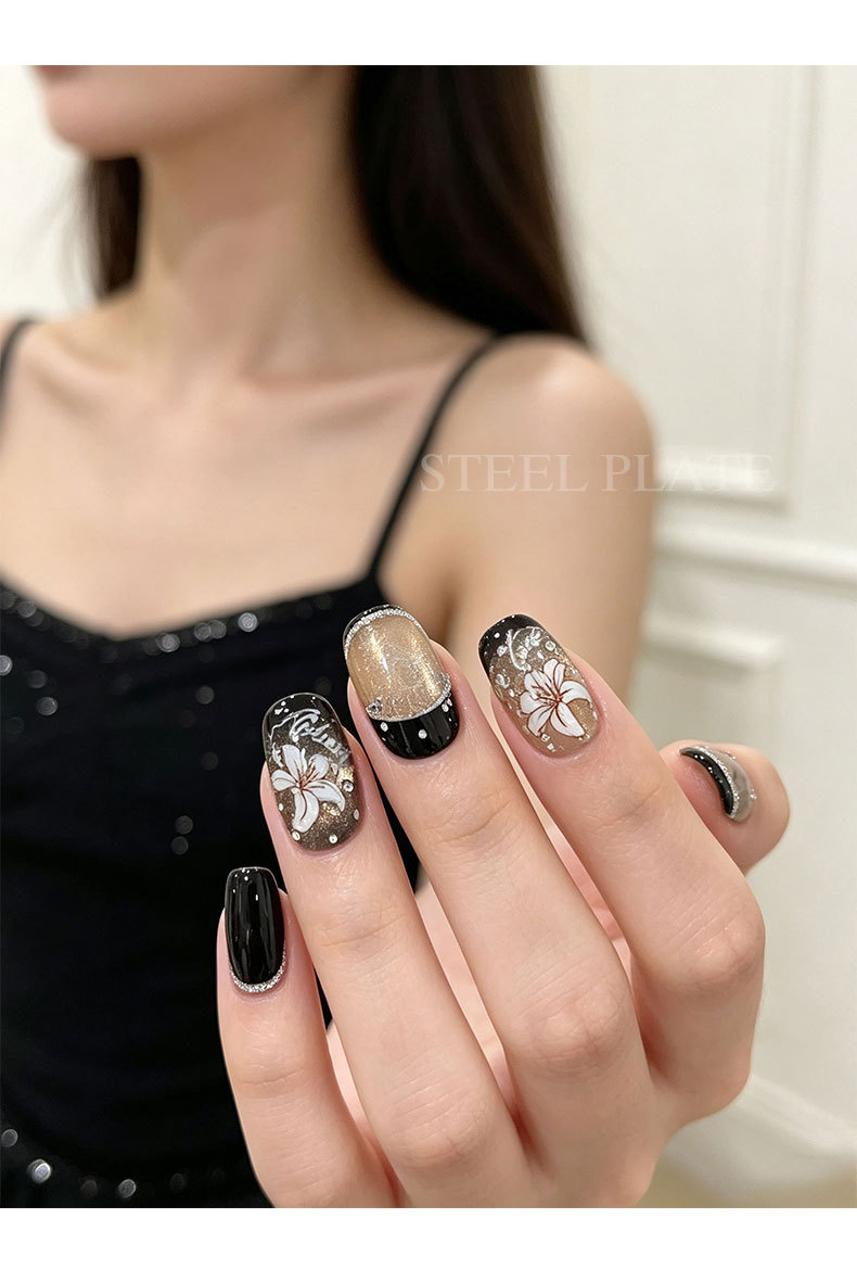 New vintage-style nail art stamping plates featuring musical notes, lilies, polka dots, and crosses – wholesale retro pattern transfer plates