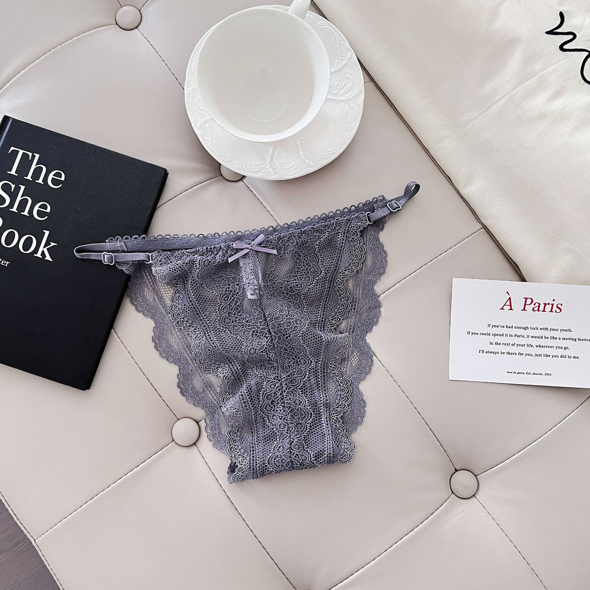 Sexy sexy ropa interior de las mujeres tentación ajustable caliente cintura baja Tanga llena encaje media vaina