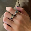 Retro fashionable line ring hip-hop style, Japanese and Korean, silver 925 sample, on index finger