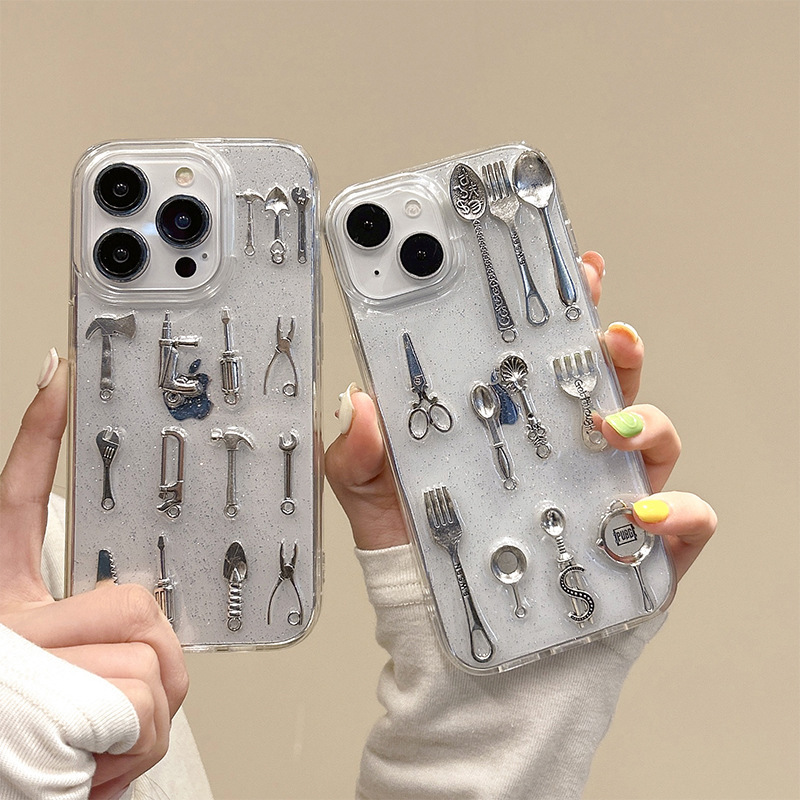 Full Screen Tableware Tool Drip Glue Transparent Suitable for Iphone17 Apple 16Promax Mobile Phone Case 15/14/13