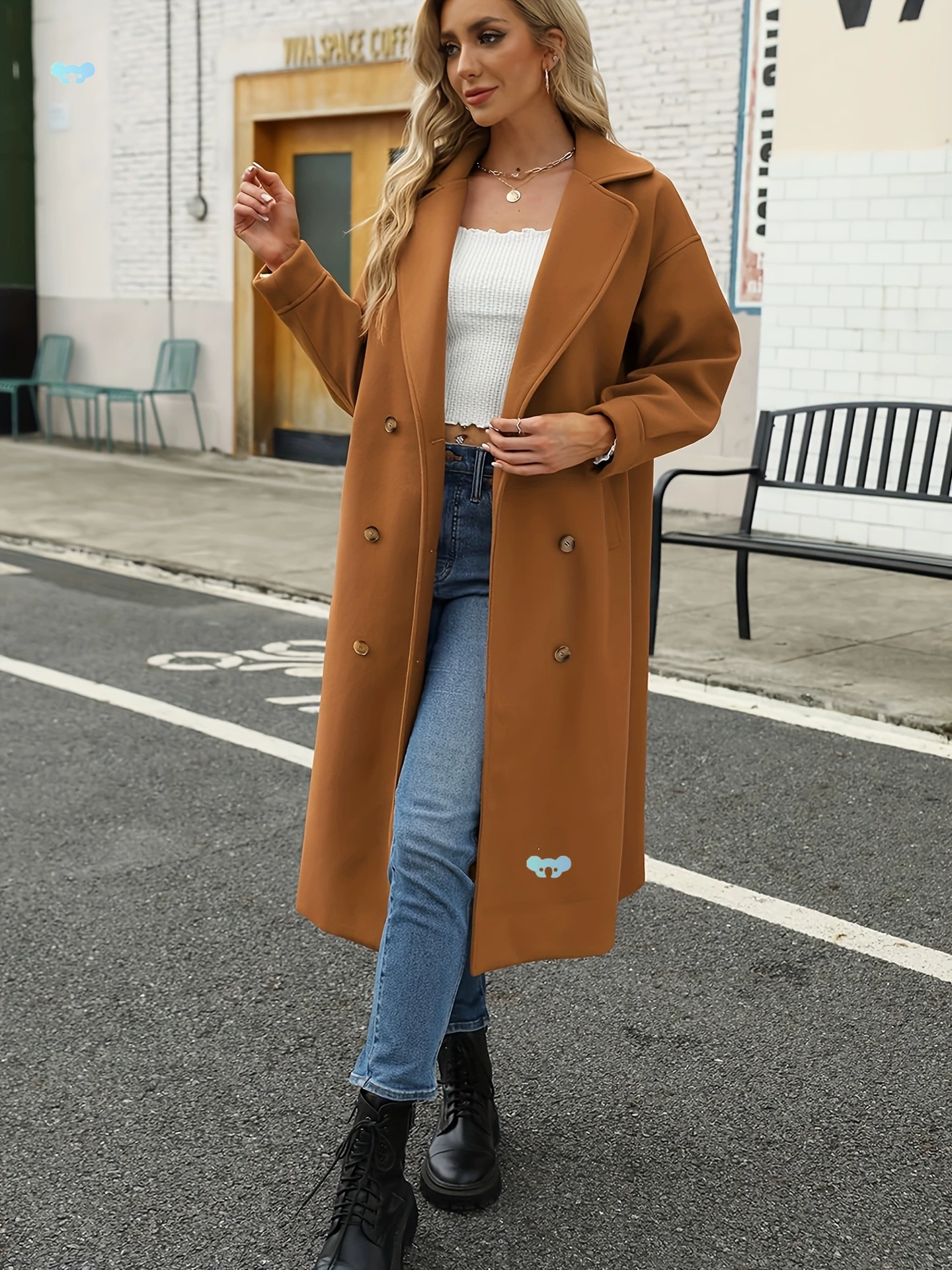 Женский элегантный двубортный плащ Chic Notch