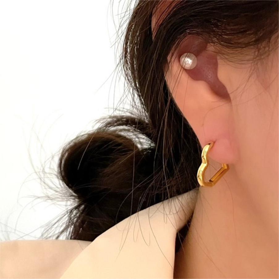 Earrings Classification 1 Pair 18K Gold Plated 925 Sterling Silver 925 Sterling Silver Earrings Heart Shape Earrings