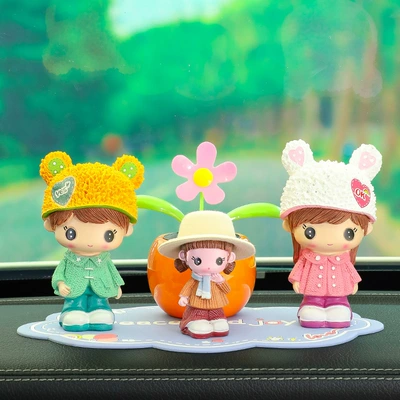 Decoration New Style for Women | Car ornaments - cute-couple-mice-sunflower-blue-mat