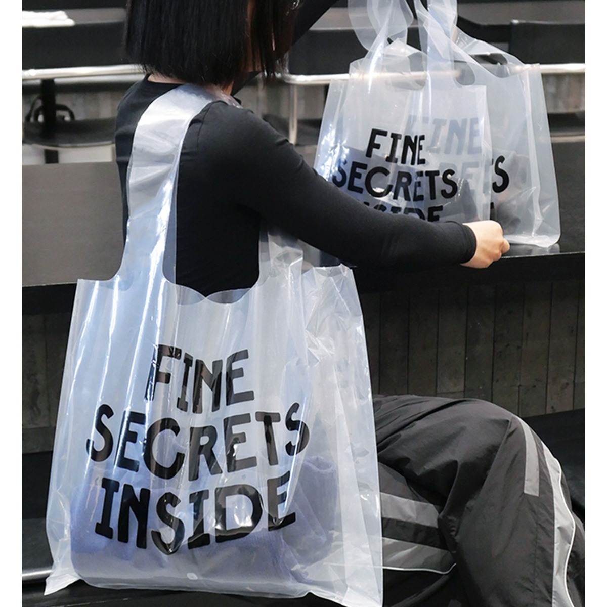 High-End Clothing Transparent Satchel Shoulder Bag Thickeneded Women's Shopping Bag Clothing Store Gift Packaging Bag Handbag