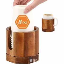 简约木质杯架台面纸杯分配器奶茶店咖啡杯托底座浴室木质漱口杯架