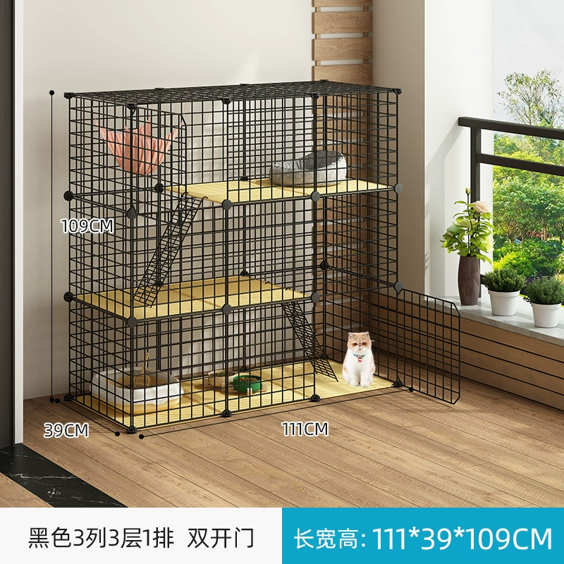 Cat Cage Double-Layer Indoor Pet House, Integrated Litter Box, Multi-Layer Kit