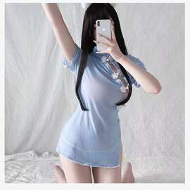 橘火情趣内衣死库水制服诱惑毛衣泳装低领口露乳免脱系带毛衣套装