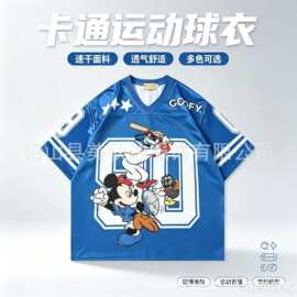 2026款夏季3D印花长袖多巴胺美式运动球衣速干短袖T男女休闲上衣