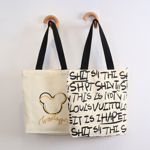 Canvas bag printed canvas bag for women college students, school single shoulder bag commuting, large capacity, unique large capacity print