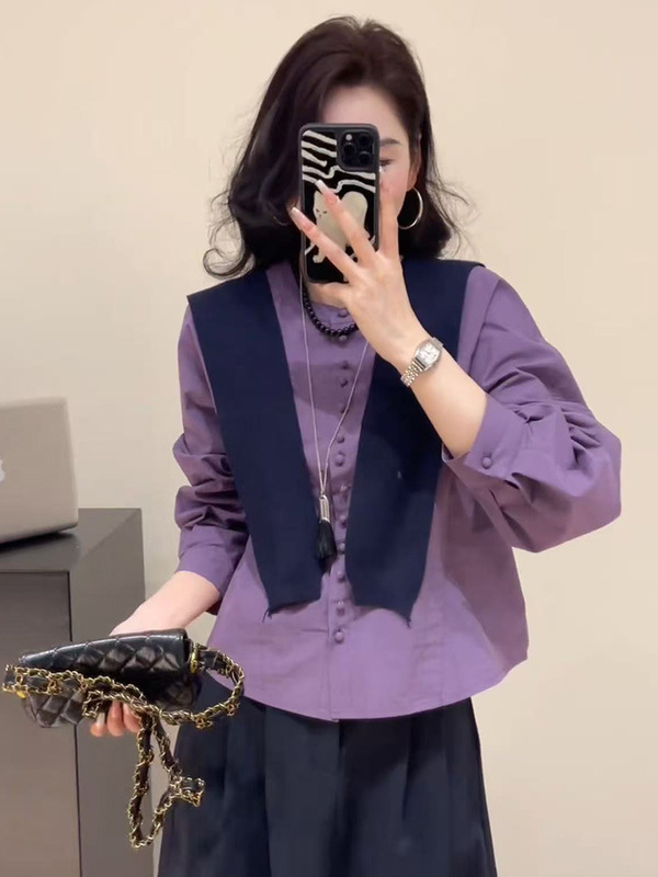 高级感韩系披肩格子衬衫女2025秋季新款宽松显瘦小个子百搭上衣潮|undefined
