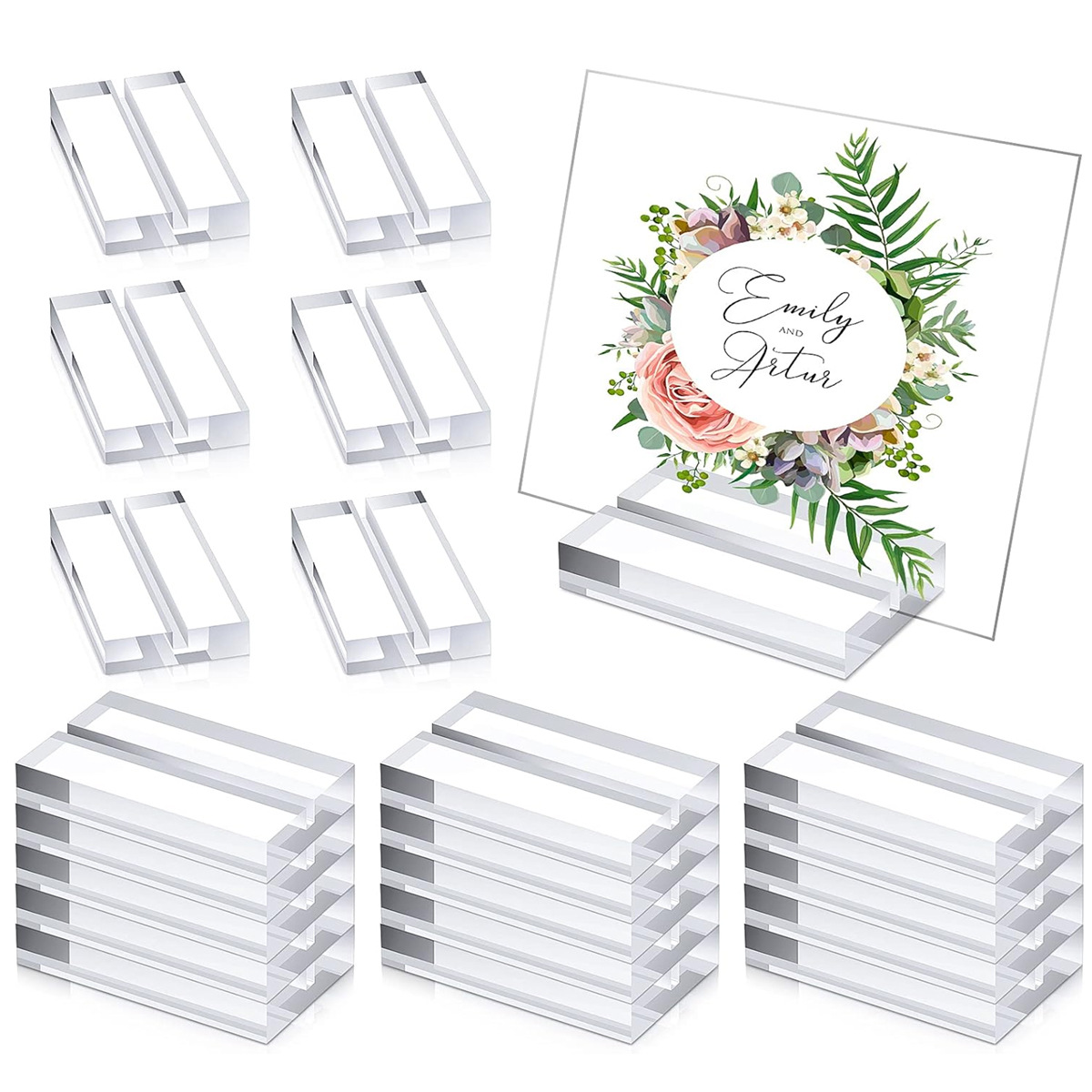 亚克力卡槽底座支架信纸卡夹婚礼立牌透明底托展示架桌牌台卡托架