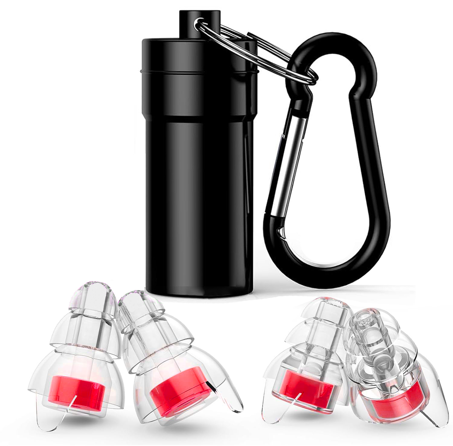 빨간색 귀마개 2쌍 + 검정색 알루미늄 병