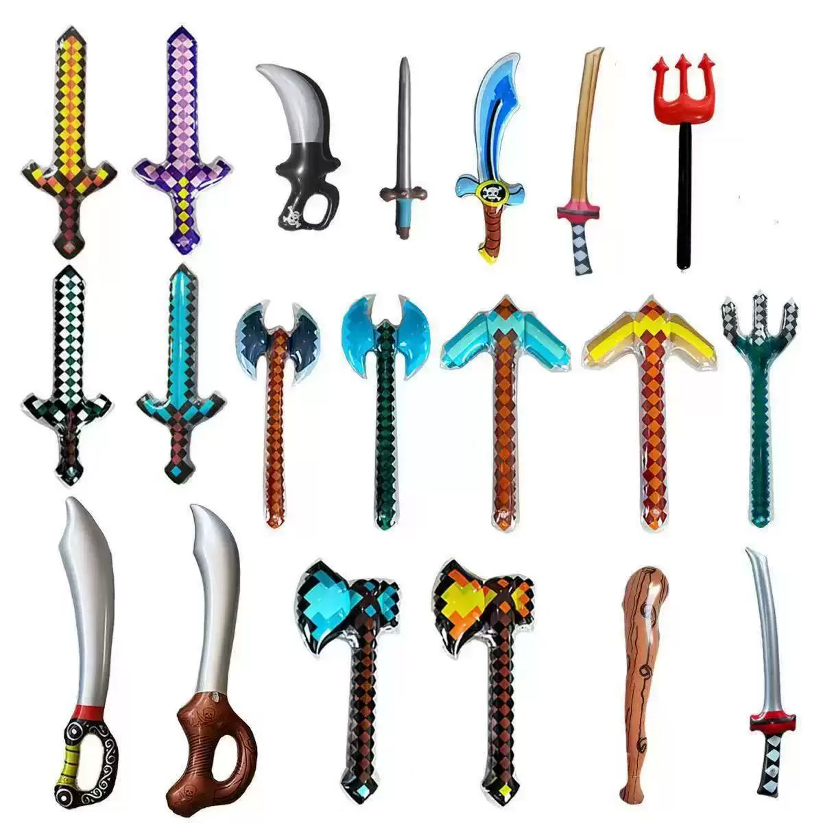 我的世界充气玩具充气模型兵器马赛克像素武器格子宝剑充气斧头