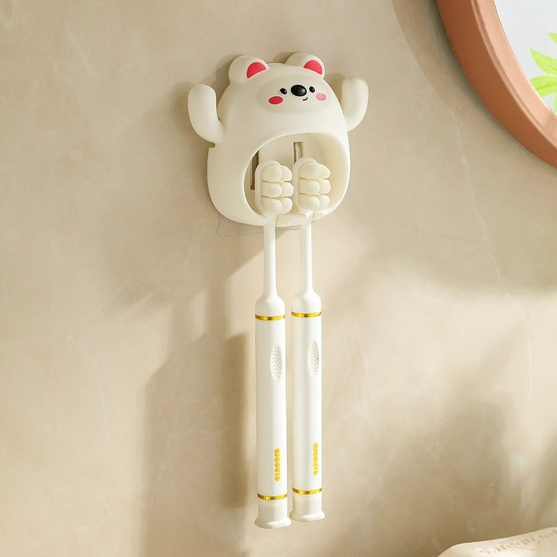 クマ歯ブラシホルダー歯ブラシ収納ラック家庭用壁掛けパンチフリー歯ブラシカップホルダー浴室浴室歯ブラシホルダー|undefined