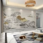 山水客厅3d浮雕壁布