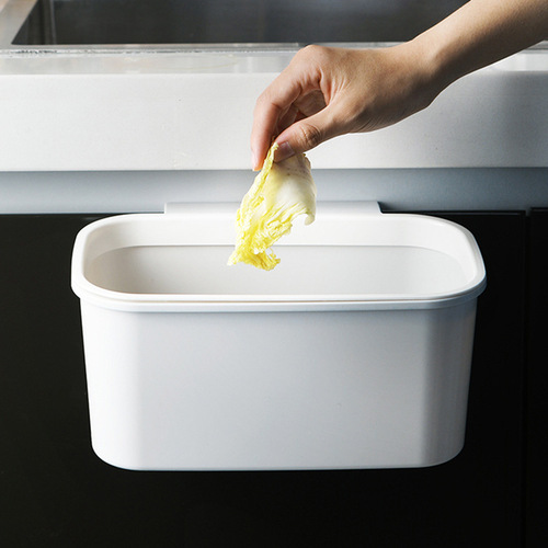 Cabinet door trash can wall-mounted kitchen bathroom garbage storage barrel household Japanese-style hanging edge garbage basket
