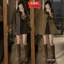 大码感皮衣外套女2025新款秋季时髦洋气夹克胖遮肉显瘦上衣