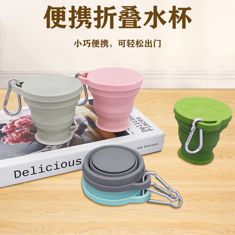 Nuevo 180ml taza de agua plegable silicona garra de gato taza de enjuague retráctil turismo monocromático taza de agua plegable portátil taza