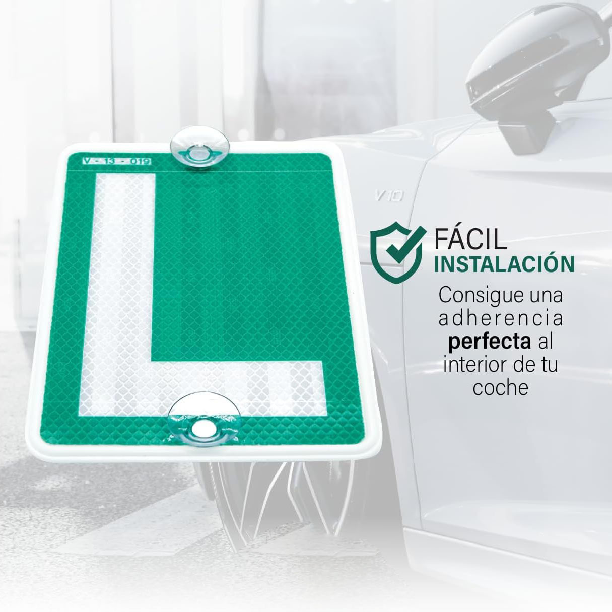 Ventosa de coche de la marca L española señal de advertencia reflectante para principiantes en la carretera advertencia para principiantes ventosa de ventana tarjeta de plástico image 4