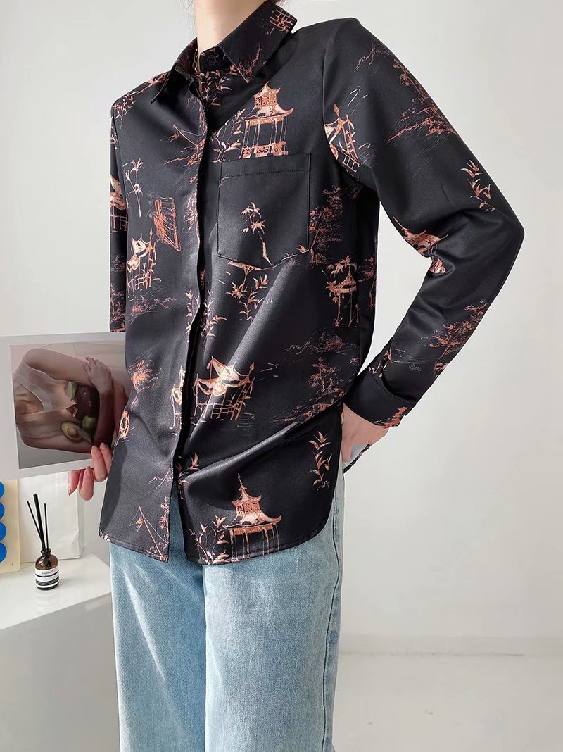 long-sleeved printing single-breasted shirt NSAM38008