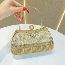 新款跨境镶钻流苏晚装包小香风生日婚礼宴会包珍珠单肩斜挎晚宴包