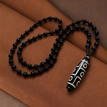 玛瑙藏传九眼天珠吊坠项链复古男女文玩饰品藏式吉祥吊坠民族风配