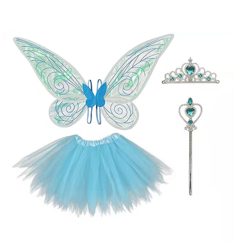 Children's Butterfly Elf Wings Angel Holiday Party Dress Up Props Magic Wand Girl Performance Back Headwear Set Children's Butterfly Elf Wings Angel Holiday Party Dress Up Props Magic Wand Girl Performance Back Headwear Set