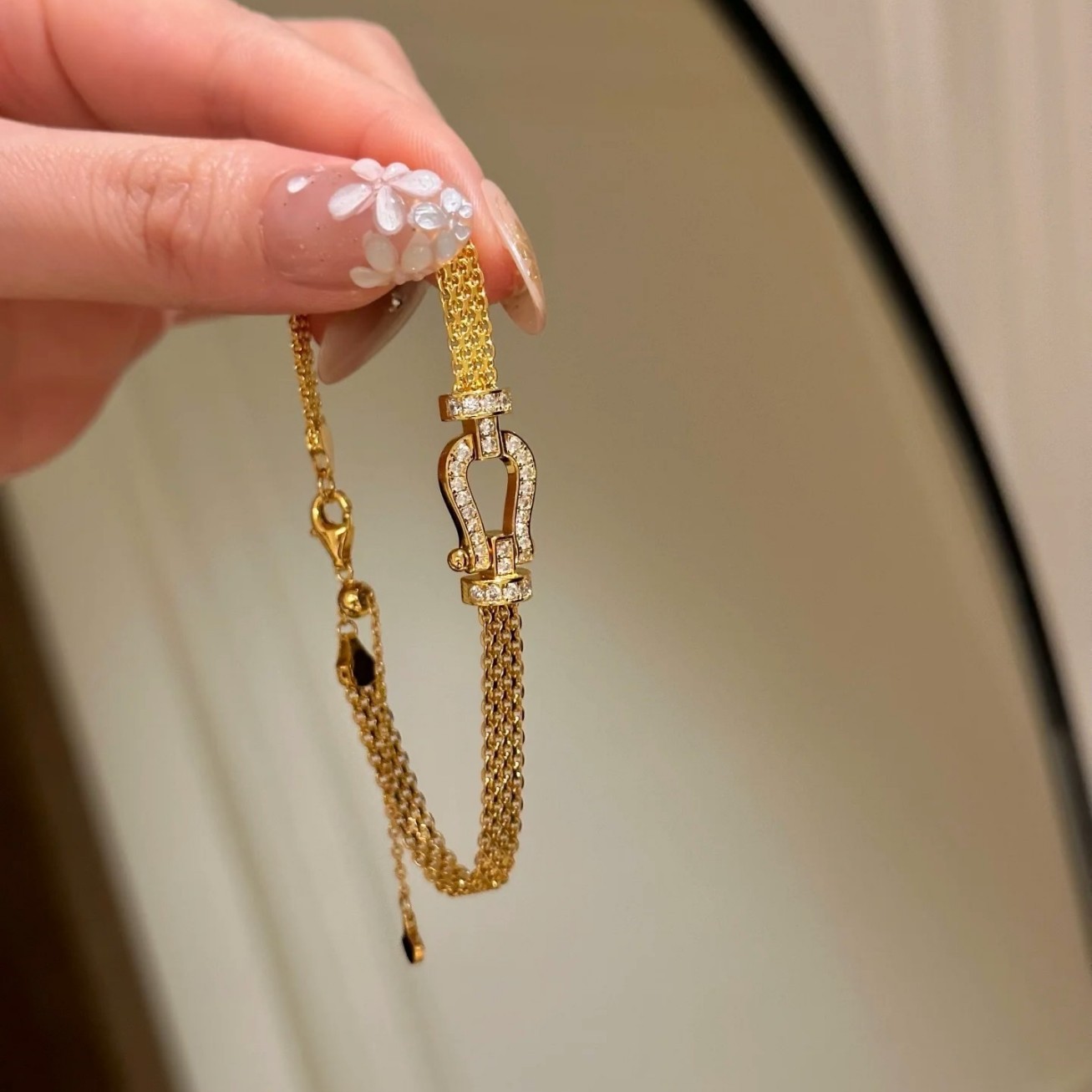 S925 Sterling Silver High Carbon Diamond Accessible Luxury Style Horseshoe Buckle Bracelet Bracelet Elegant Fashion High Style Niche Design