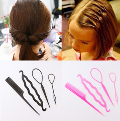 4-Piece Hair Styling Set: Decorative Hairpins, Hair-Plucking Tools, Threading Sticks, and Updo Combs