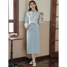 高级感小洋装小香风套装2025秋装新款时尚秋冬国风旗袍马甲裙女装