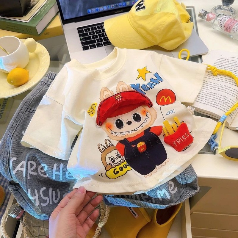 [かわいい立体人形]子供の夏の新しい漫画立体半袖ベビーカジュアルTシャツ西洋人形|undefined