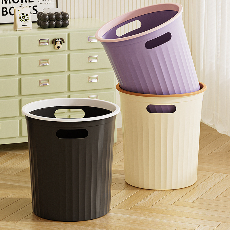 Trash Can for Home Bathroom, Thickened Wastebasket for Living Room, Kitchen, Bedroom, Dormitory, Large Capacity with Handle and Press Ring