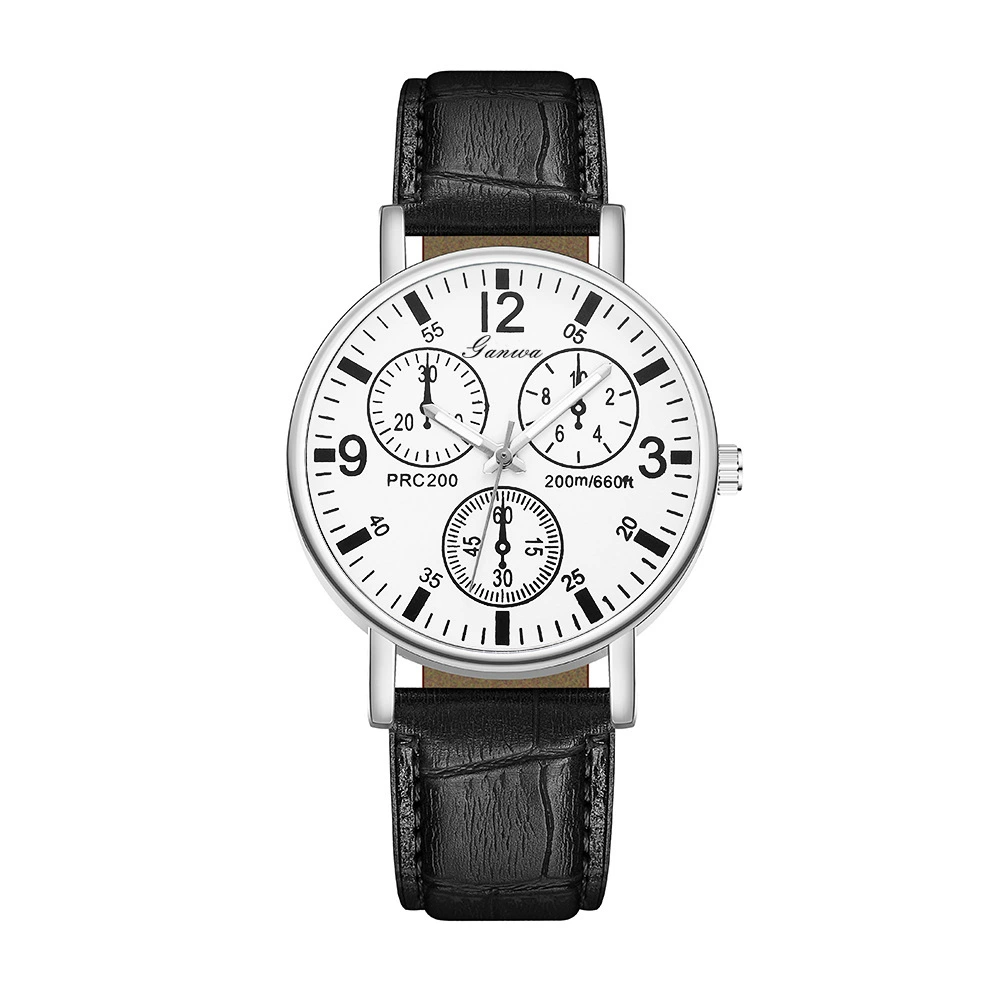 Quartz men's watch, classic style, PU strap, 38 mm dial