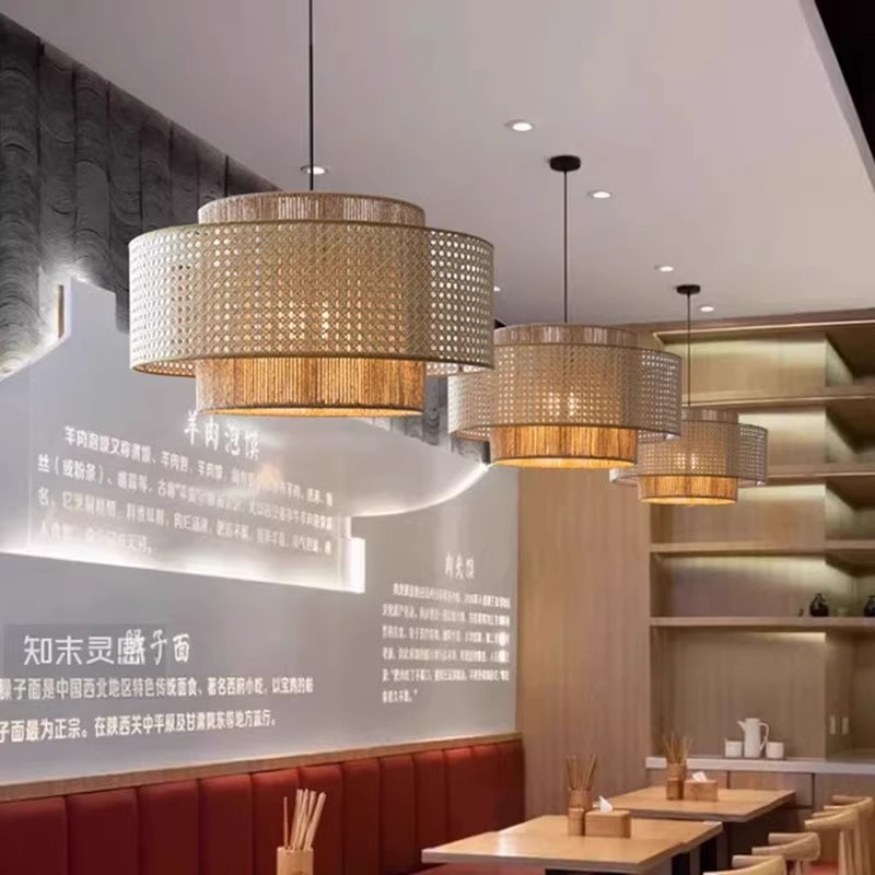 Nuevo estilo chino hotel japonés retro comedor dormitorio sala de estar de alojamiento bar de té de caña lámparas zen candelabros