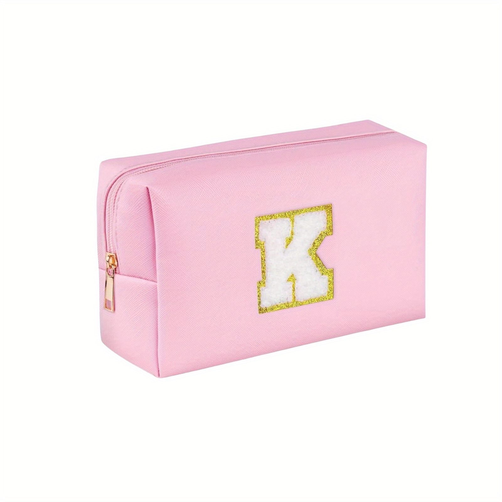 Amazon Venta caliente bolsa de cosméticos simple Pu Cruz patrón impermeable carta inicial bordado bolsa de cosméticos bolsa de almacenamiento de cosméticos