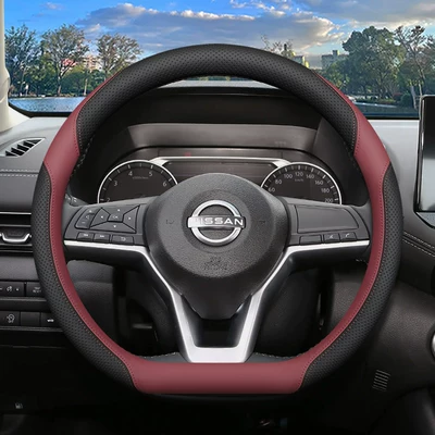 Suitable for 2026 Nissan Sylphy Steering Wheel Cover, Dongfeng Nissan 14Th Generation Classic Modified Four-Season Steering Wheel Cover (Steering wheel cover) - nissan-exclusive-d-type-burgundy-ultra-thin-style-nissan-sylphy