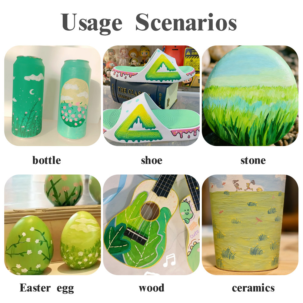 Líquido directo acrílico marcador verde serie de pintura de arte marcador de color impermeable papel plegable marcador