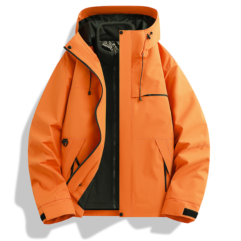New Three-In-One 0.05kg Piece Set for Men and Women Spring & Fall Mountaineering Windproof and Waterproof Autumn and Winter Outdoor Fleece Graphene Heating Black