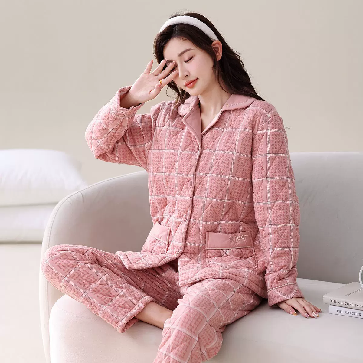 【三层夹棉】冬季新款女士保暖睡衣三层夹棉加厚珊瑚绒家居服套装