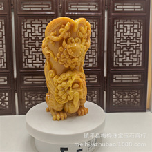 厂家批发雕刻树脂工艺品黄龙玉文昌塔九龙印龙鱼狮子笔筒貔貅摆件