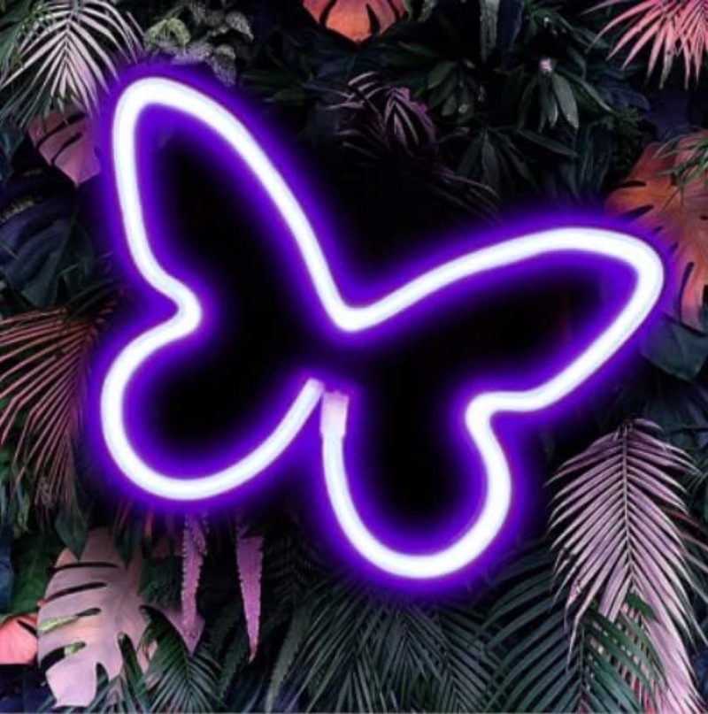 Neón LED luz de modelado mariposa Amazon en stock entrega de una sola pieza dormitorio decoración de la pared regalo de cumpleaños