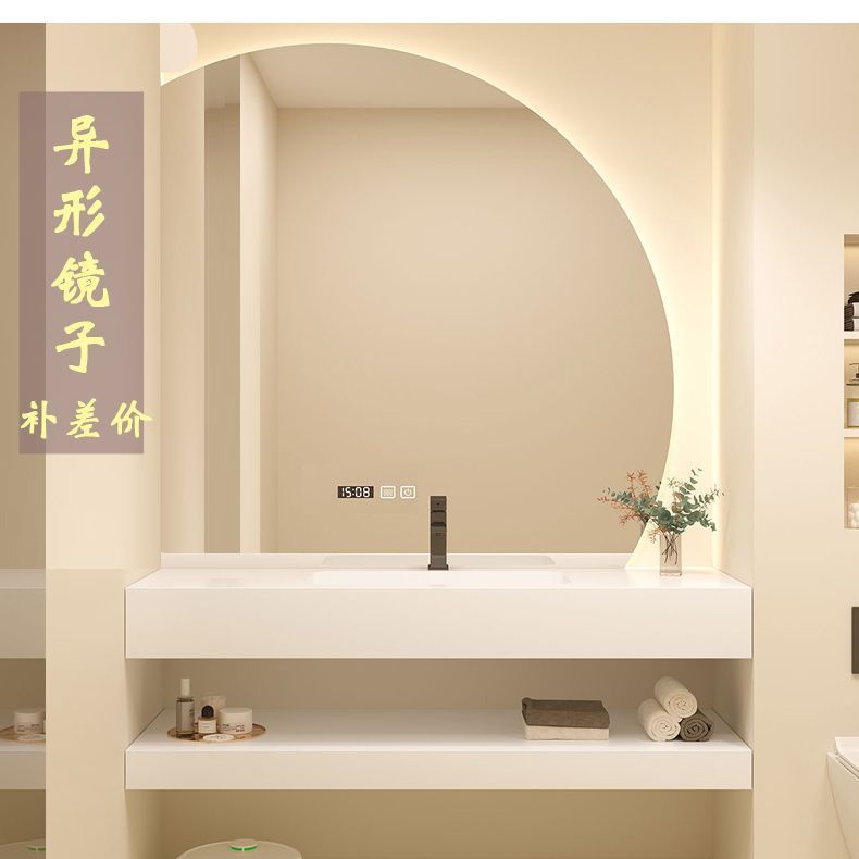 Double-layer rock plate integrated basin, bathroom cabinet, ceramic seamless washbasin, bathroom washbasin, bathroom cabinet processing Item Picture