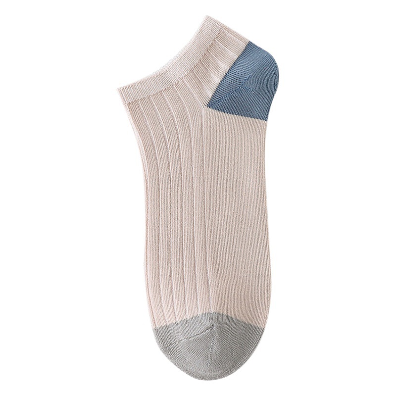 Calcetines de barco de verano para hombres calcetines finos que absorben el sudor y transpirables de doble aguja calcetines de algodón de tubo corto para hombres calcetines a rayas Zhuji al por mayor